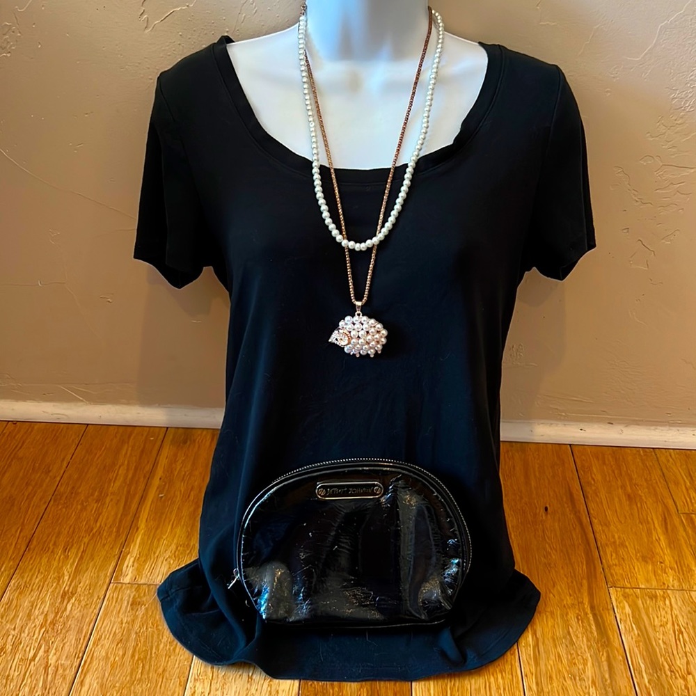2 Betsey Johnson necklaces and small clutch